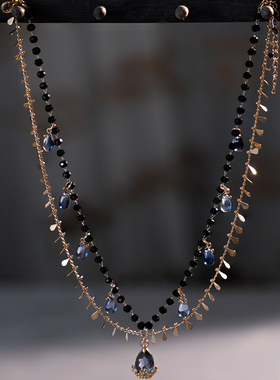 合金双层女黑色系项链