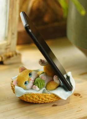 可爱猫咪手机支架摆件桌面装饰