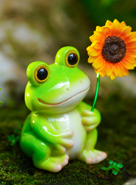 可爱向日葵小青蛙桌面花盆装饰