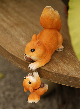 可爱亲子松鼠花园装饰摆件