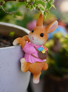 可爱兔子花盆挂件鱼缸挂件