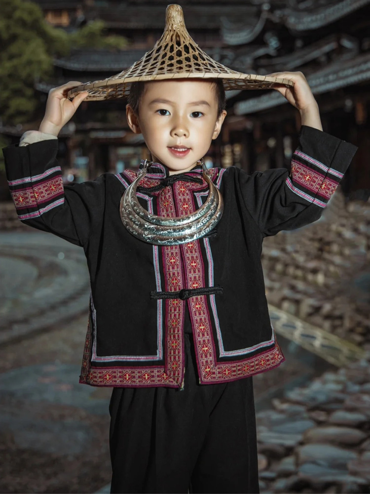 苗族服装男童壮族土家族侗族舞台演出服六一儿童节旅拍摄影服饰新-图1