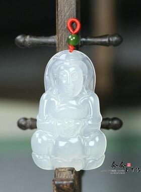 天然白玉观音吊坠项链