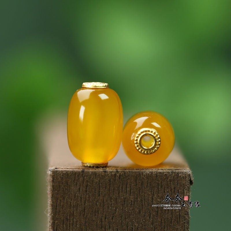 纯天然玛瑙黄色桶珠15*10mm孔2mmDIY手串手链新中式配饰饰品D168 - 图1