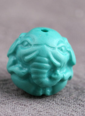绿松石大象圆珠天然石雕刻15mm