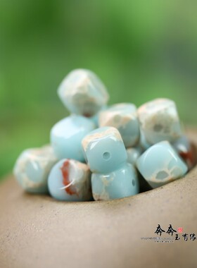 天然寿山石方糖8*7mm散珠