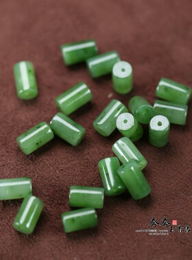纯天然和田玉碧玉管珠约6*10mmdiy饰品挂坠编珠项链材料配珠D163