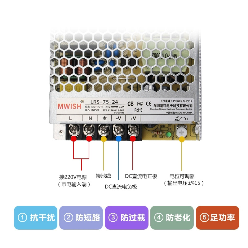 深圳明纬LRS-75W50W35W25W开关电源直流DC12V48V24V2A变压器36V5V - 图1