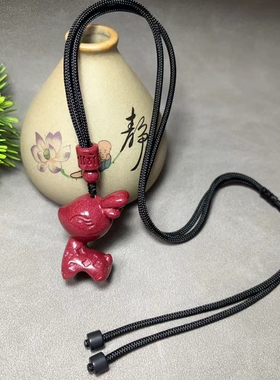 高含量朱砂可爱玫瑰鹿项链女士精美毛衣链原创设计吊坠紫金砂饰品