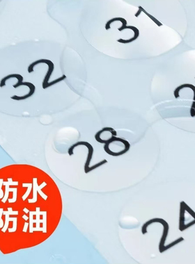 亚银圆形数字标签不干胶金属铭牌
