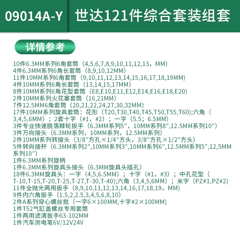 世达121件工具套装五金工具综合套装世达09014A-Y汽修工具组套盒-图0