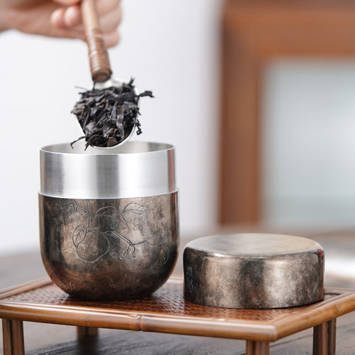 斑锡龙便携锡罐纯锡茶叶罐小号旅行外出随身携带密封储茶罐 - 图2