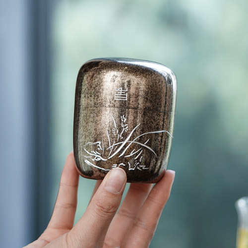 斑锡龙便携锡罐纯锡茶叶罐小号旅行外出随身携带密封储茶罐 - 图1