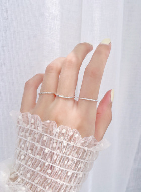 菱形波光粼粼戒指足银时尚