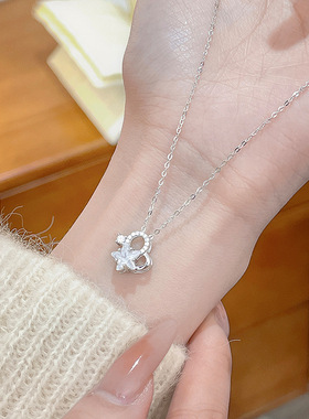 星心相印锁骨项链女镶锆星星吊坠