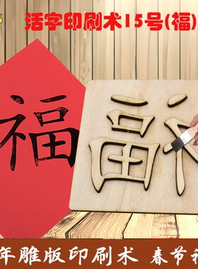 活字印刷术15号(福)新年年画拓印福字手工拼装科技小制作科教V55