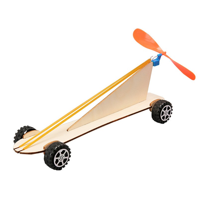 空气动力车 物理实验材料包diy科技小制作stem木制橡皮筋动力AA03 - 图3