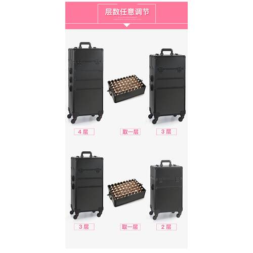 专业拉杆化妆箱手提大容量跟妆美甲纹绣美发美容半永久多层工具箱 - 图1