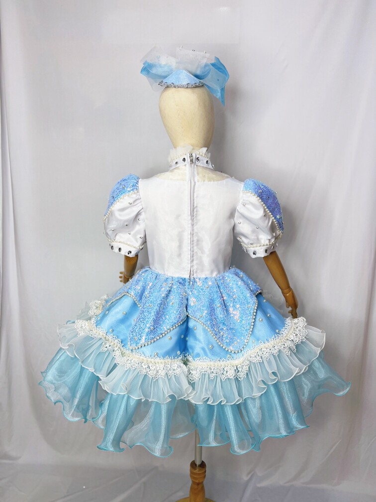 快乐阳光儿童演出服女童独唱星星不说话短款礼服蓬蓬裙主持人服装