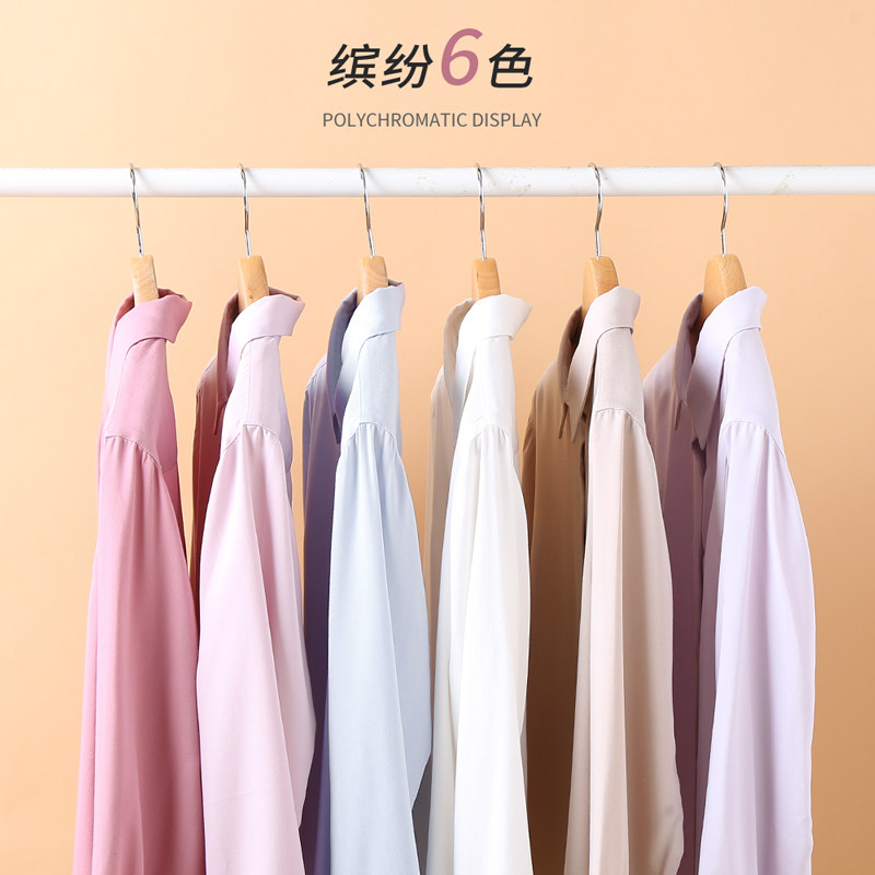 艾米恋长袖雪纺春秋季免烫白衬衫 艾米恋衬衫