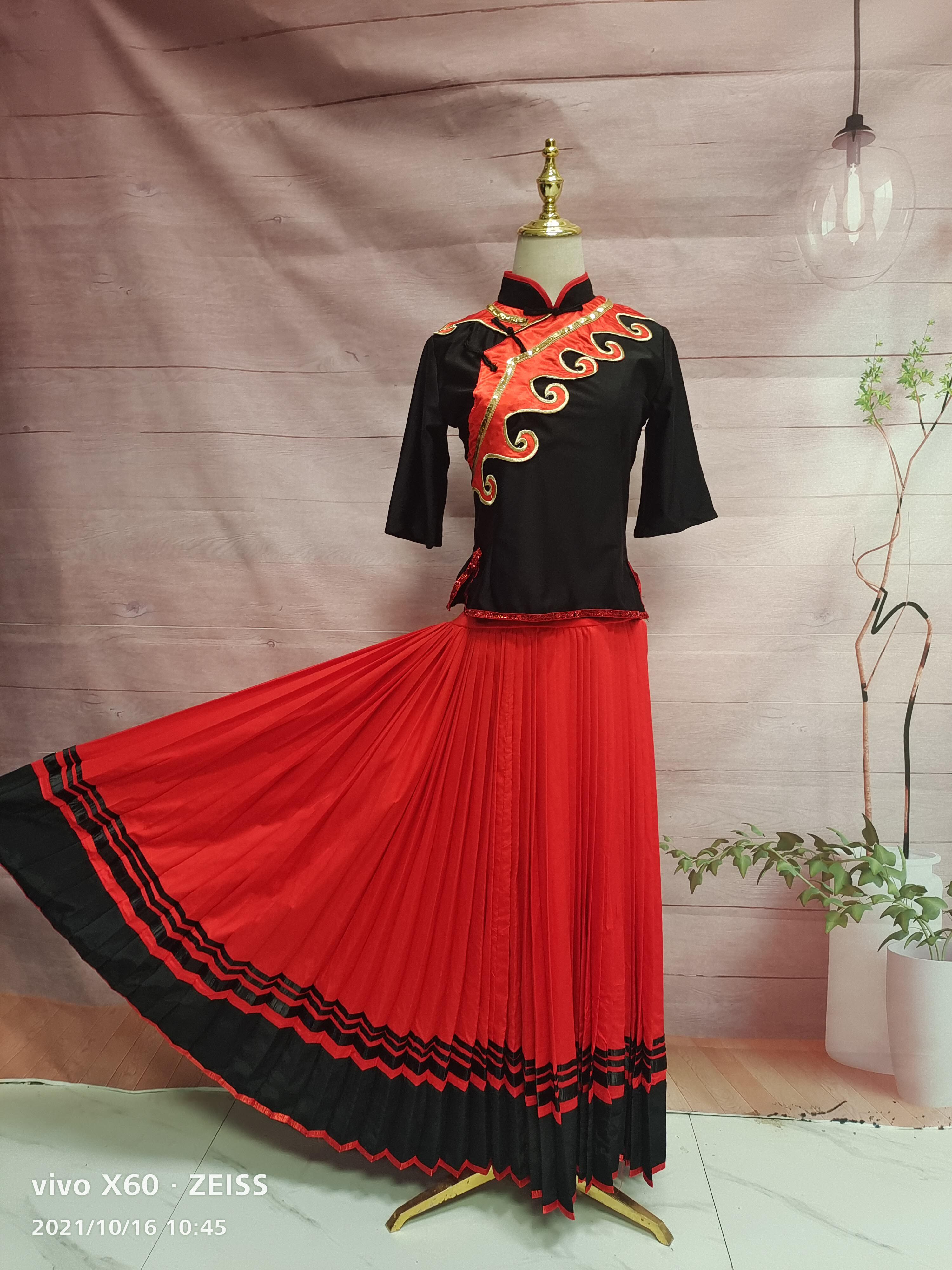 李美静同款彝族大摆裙舞蹈服新款彝族服装女民族合唱舞蹈服定做