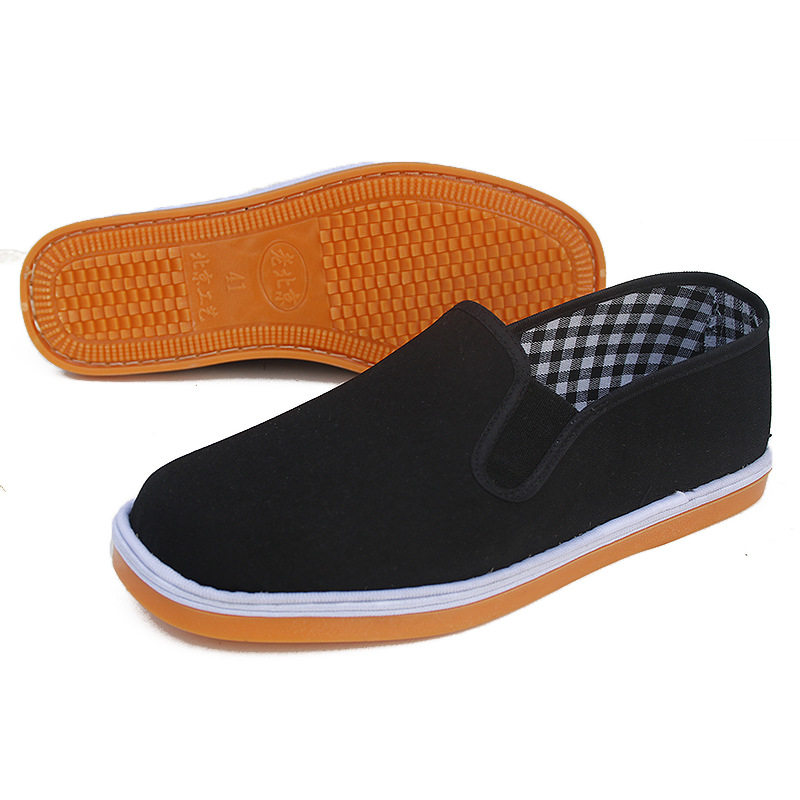 牛筋底黑布鞋加绒老北京缝线保暖千层底防滑爸爸男鞋2024春秋男鞋