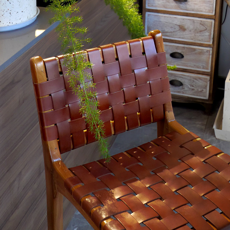 原装进口家用高脚椅复古实木牛皮吧台凳北欧岛台餐椅餐客厅阳台,淘宝优惠券,粉丝福利购,淘宝优惠卷