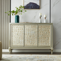 Eurostyle Minimalist Dining Side Cabinet Tea Water Cabinet Champagne Silver American Light Luxury Closing Cabinet Shell Door Hall Decoration Cabinet Customizable