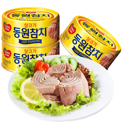 东远韩国金枪鱼罐头150g*3罐即食海鲜油浸吞拿鱼罐头沙拉寿司食材 - 图0