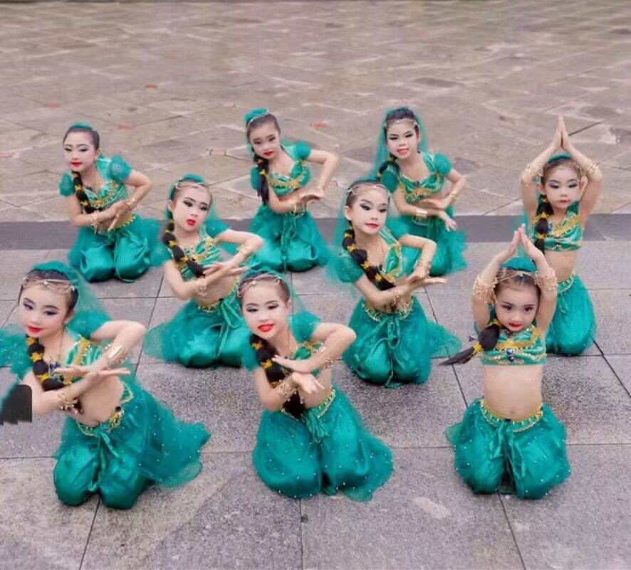 新款儿童六一花儿花儿演出服新疆印度舞茉莉公主西域肚皮舞舞蹈服