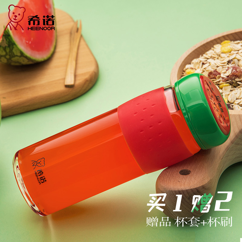 希諾玻璃杯加厚單層創意水果杯可愛女士學生時尚水杯夏天喝水杯子