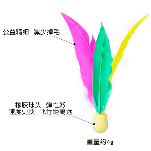 【三毛球11个】板羽球毽球板球板羽拍成人羽毛高弹力羽球健身运动 - 图2