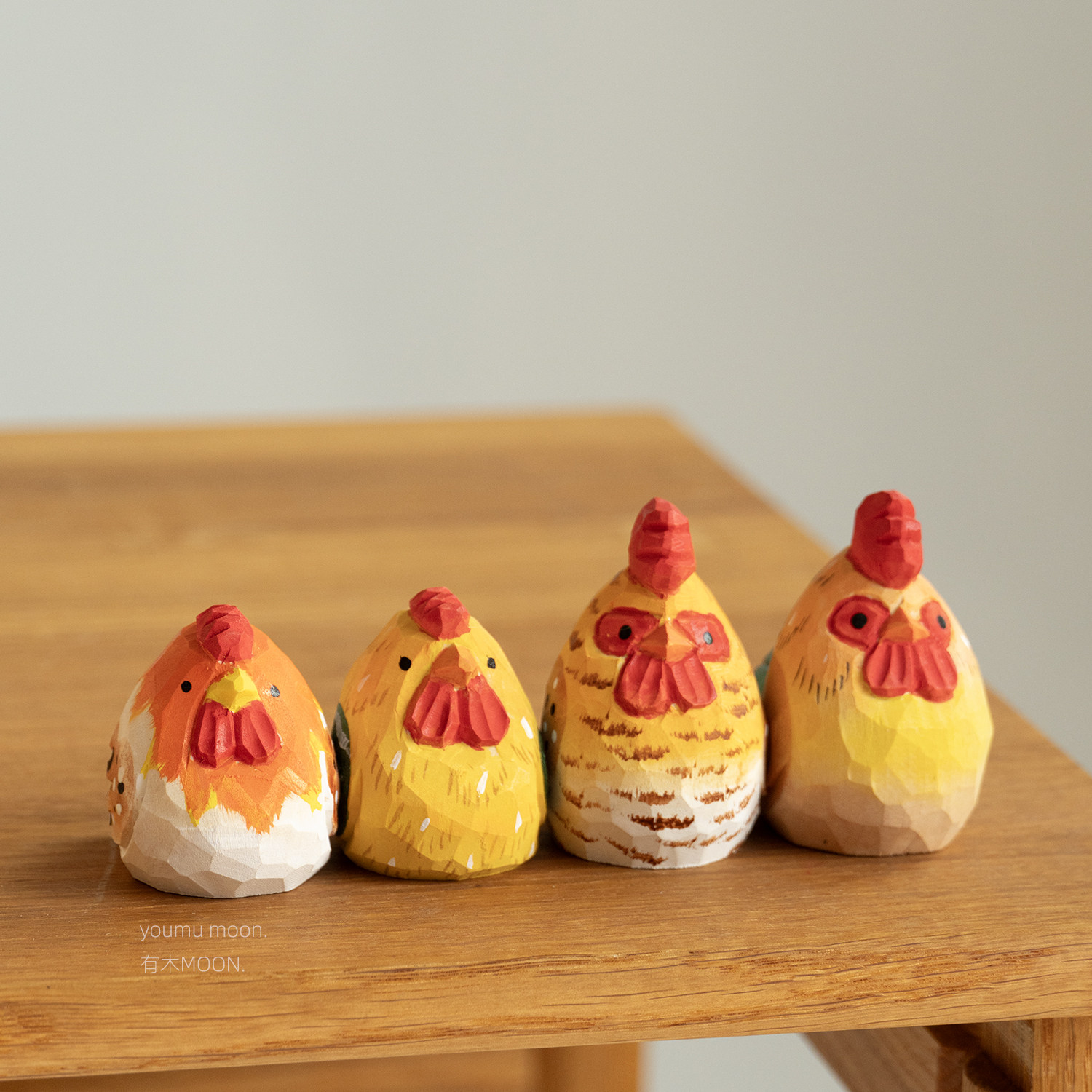 小胖鸡萌鸡公鸡母鸡十二生肖木雕木质可爱治愈桌面摆件纯手工礼物,淘宝优惠券,粉丝福利购,淘宝优惠卷
