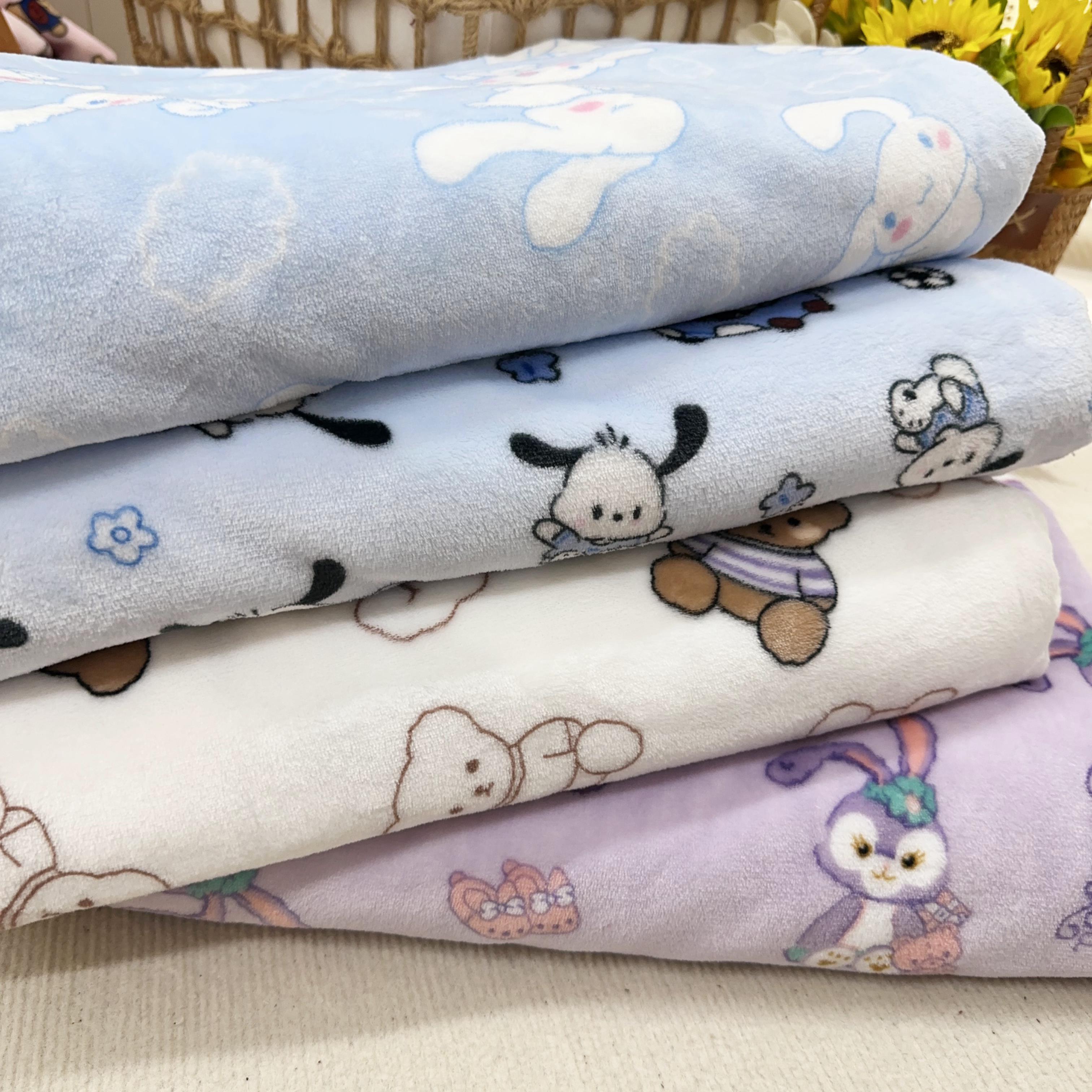 睡衣绒料布料加厚卡通法兰绒玩具家居服面料现货可爱印花毛绒布匹