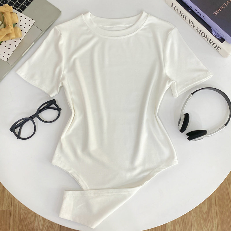 欧美风辣妹性感基础款圆领短袖显瘦T恤打底连体衣连体裤短裤女,淘宝优惠券,粉丝福利购,淘宝优惠卷