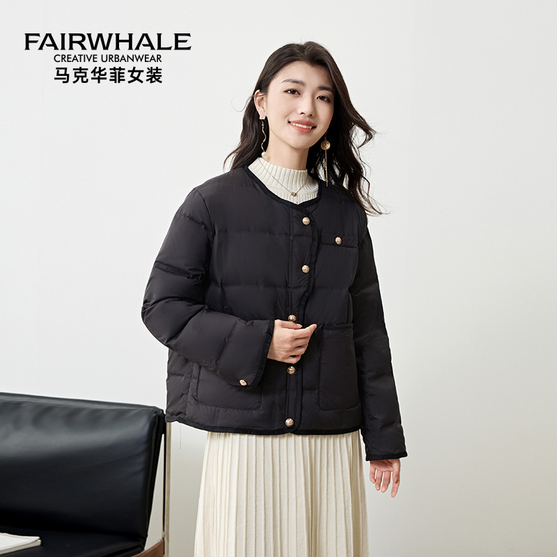 马克华菲短款轻薄羽绒服女2025冬季新款时尚休闲简约百搭纯色外套