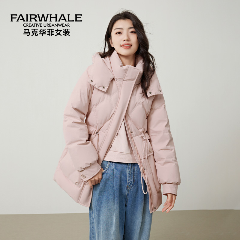 马克华菲中长款羽绒服女2025冬季新款小个子收腰显瘦百搭保暖外套
