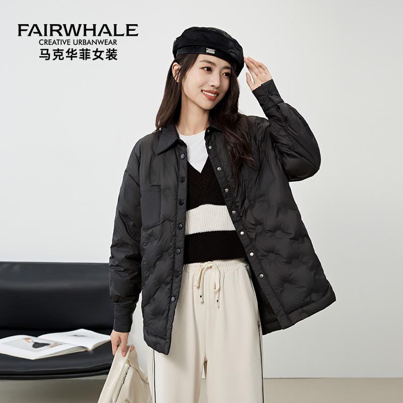 马克华菲羽绒马甲女2025冬季新款V领内胆大衣外套百搭马夹90鸭绒
