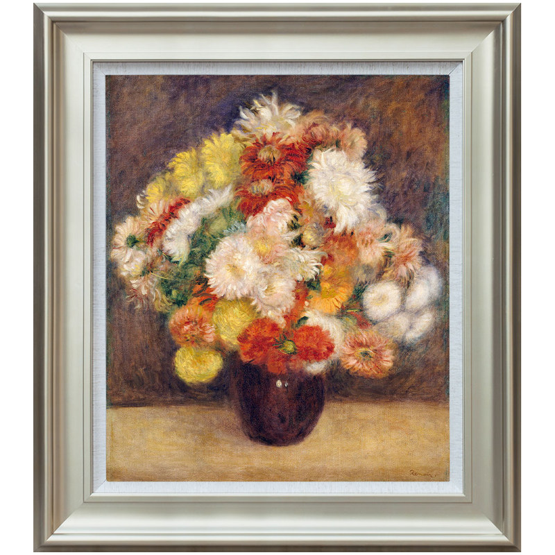 风色一束菊花欧式花卉植物油画美式竖版餐厅书房卧室版画装饰画