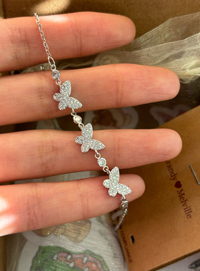 bm项链女三只满钻蝴蝶精致锁骨链叠戴国内代购正品brandymelville