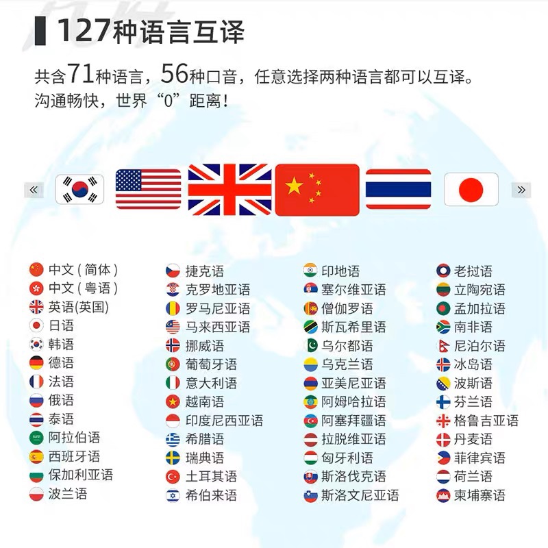 自动翻译耳机蓝牙多国语言同声传译最超长待机全自动语音翻译器 - 图1