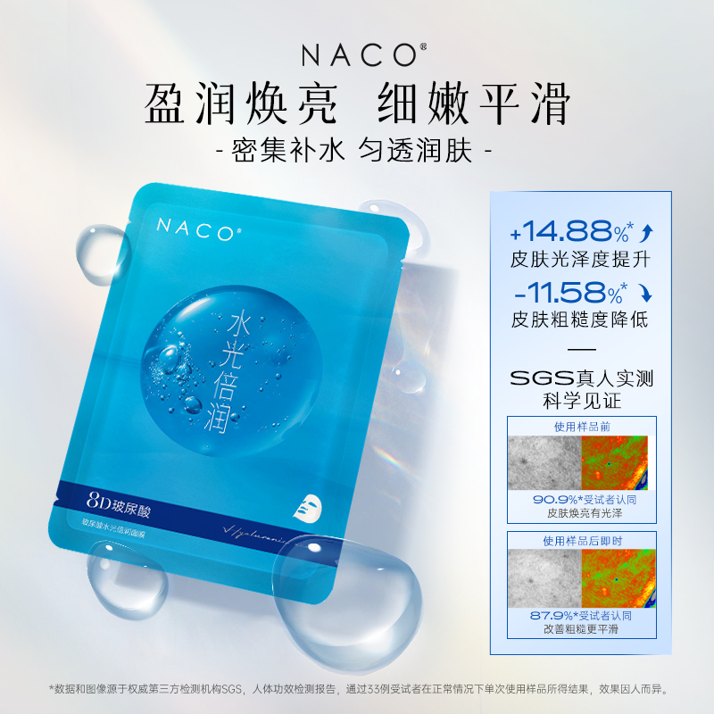 NACO玻尿酸面膜补水保湿提亮淡纹熬夜舒缓干燥官方旗舰店正品女 - 图2