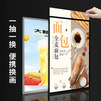 Ultra thin light box billboard hanging wall type tempered glass sign led luminous poster menu for drawing and drawing display