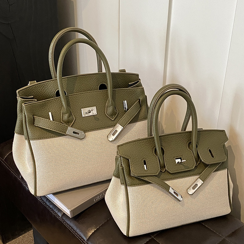 韩国高级感包包女包2025新款斜挎复古撞色铂金包大容量通勤手提包,淘宝优惠券,粉丝福利购,淘宝优惠卷