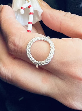 小红书爆款复古拉丝镂空椭圆戒指简约高级小众指环食指戒一件