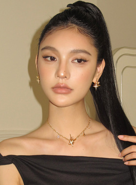 Boonee alus小众星芒环绕星轨闪耀星星甜酷项链女新款锁骨链