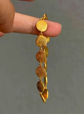 小红书爆款气质金色拉丝圆饼手链轻奢贵气高级感显白手饰一件