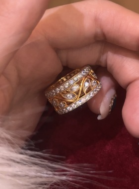 轻奢复古高级感镶满钻镂空花藤戒指时尚精致小众设计百搭气质指环