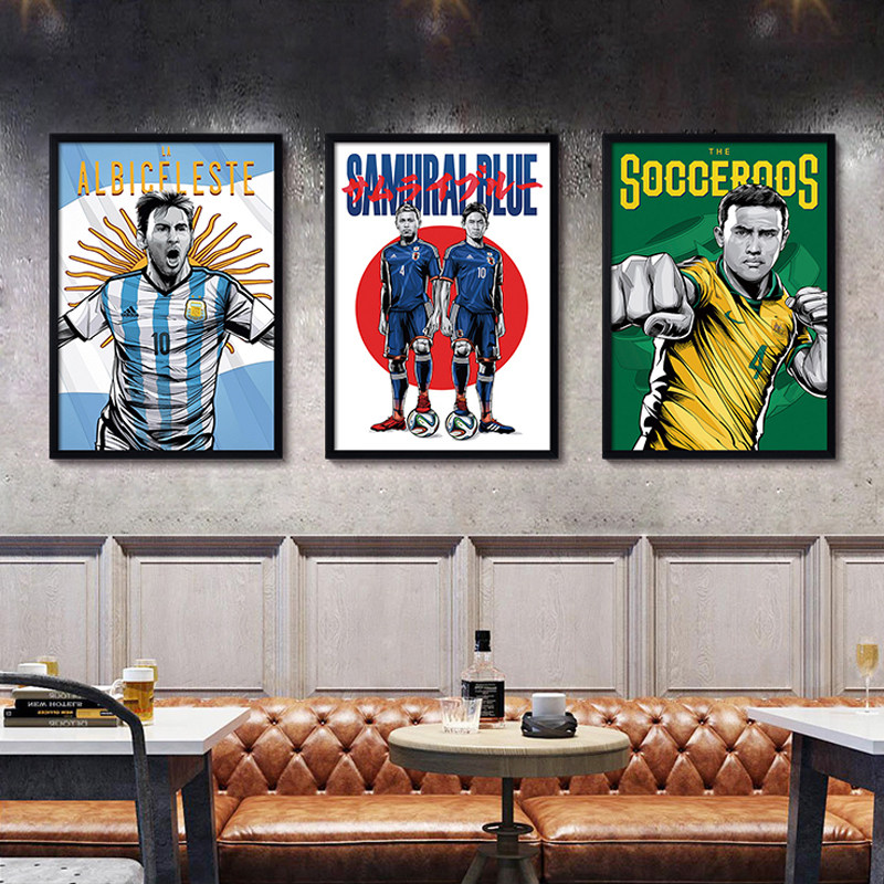 俄罗斯足球世界杯球星32强漫画海报装饰画KV
