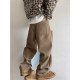 Dannyandzee spring retro tiger pattern webbing loose thickened brown warm woolen material scimitar pants men's trousers